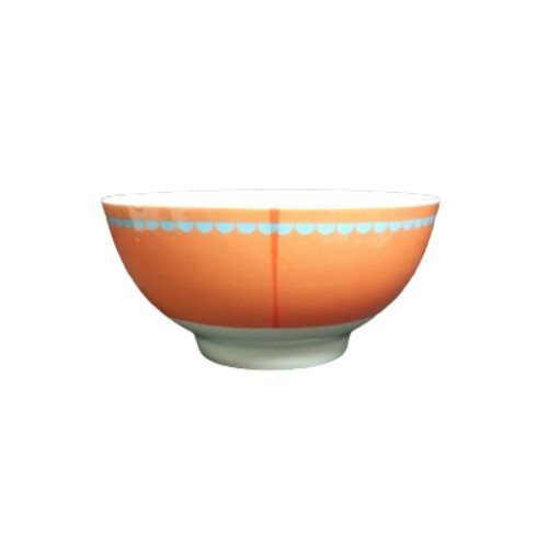 Gibson KITCHEN GEAR SNACK Bowl 5"D Orange Blue Hearts Rim Mix It Up Mixer Design