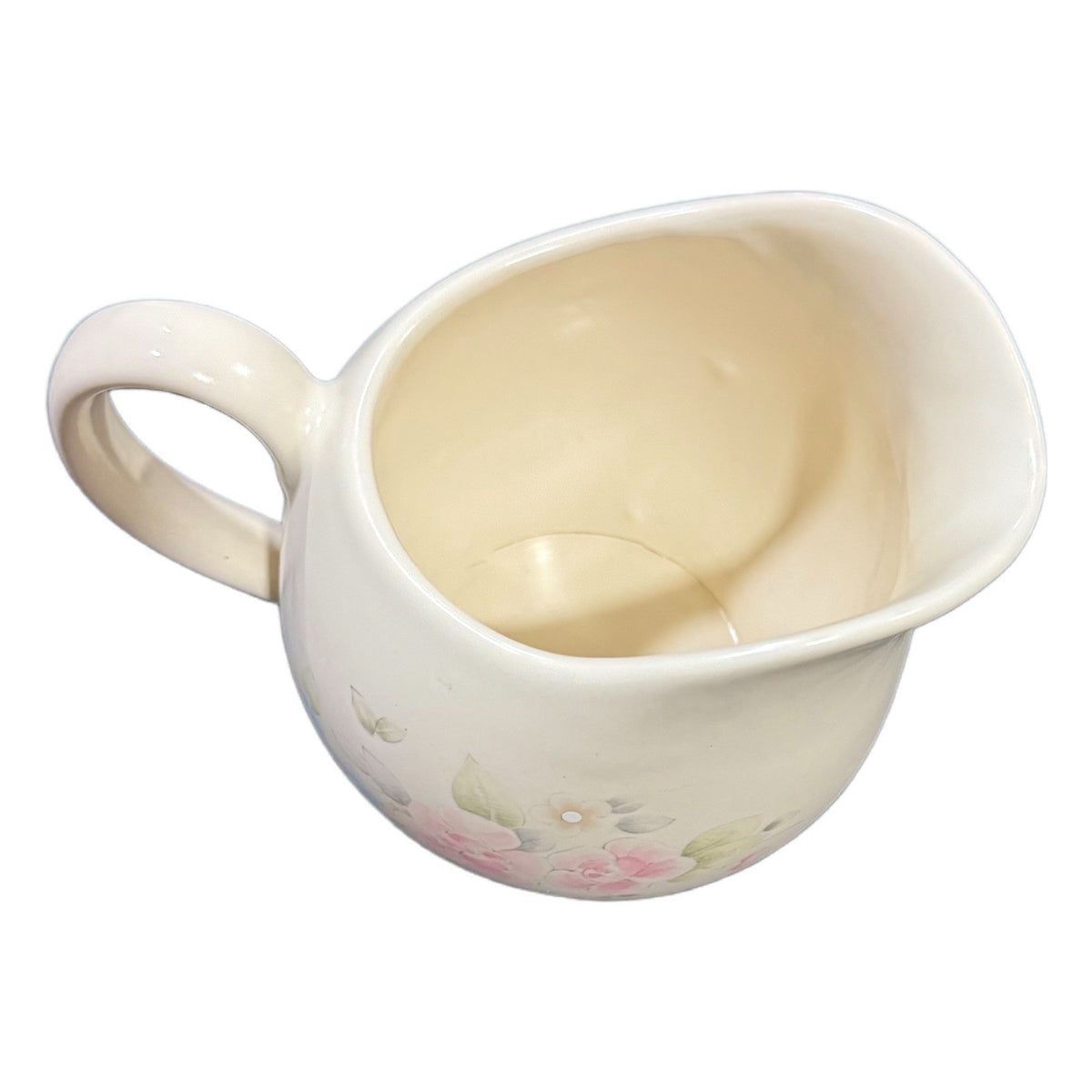 Pfaltzgraff Tea Rose Gravy Boat Pitcher Pink Floral Stoneware Vintage USA