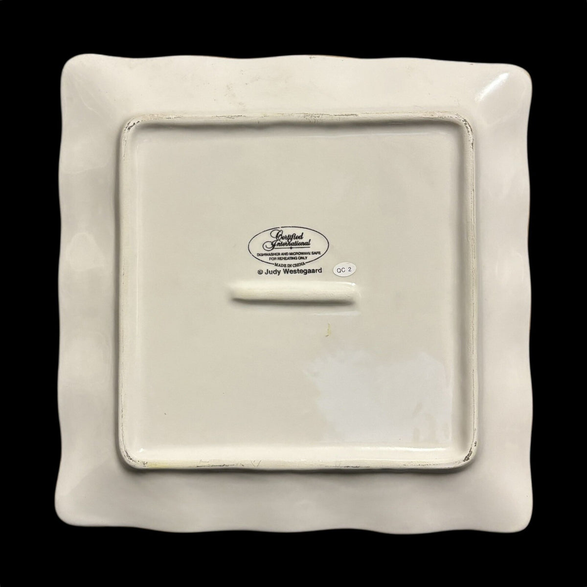 JUDY WESTEGAAR 2-Salad Plates Certified International Pumpkin Squash Square Dish