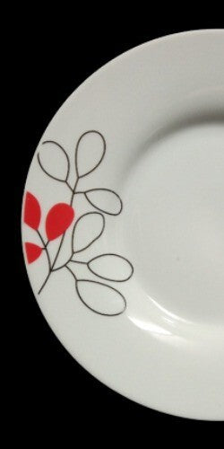Gibson SCARLET LEAVES 3-Saucers Plate 6 ¼” Floral Ceramic