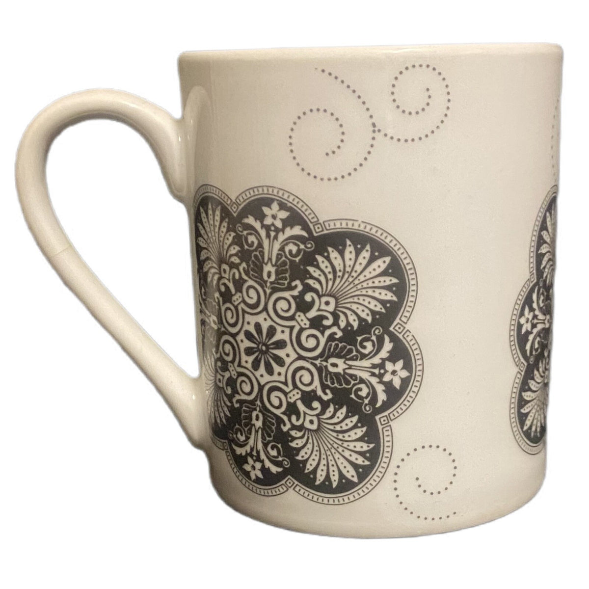 I. GODINGER Mug PARIS ROYAL Black & White Ceramic Coffee Tea Cup Floral