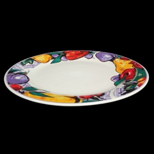 Gibson Designs CORNUCOPIA FRUIT Chop Plate 12” D Apple Pear Cherry Plum Border