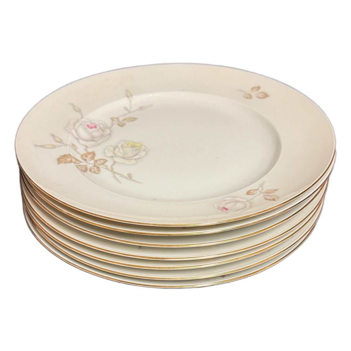 Johann Haviland Sweetheart Rose Dinner Plates Set 7 Bavaria Germany 10 3/8” VTG