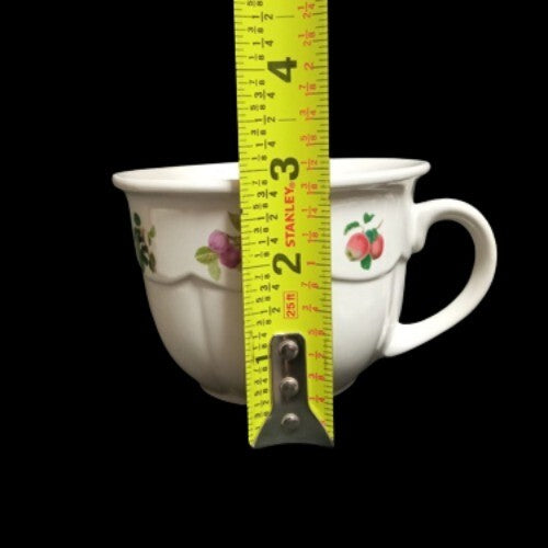 Gibson Designs FRUIT ORCHARD 4-Cups 10 oz Fruit On Rim Coffee Tea White