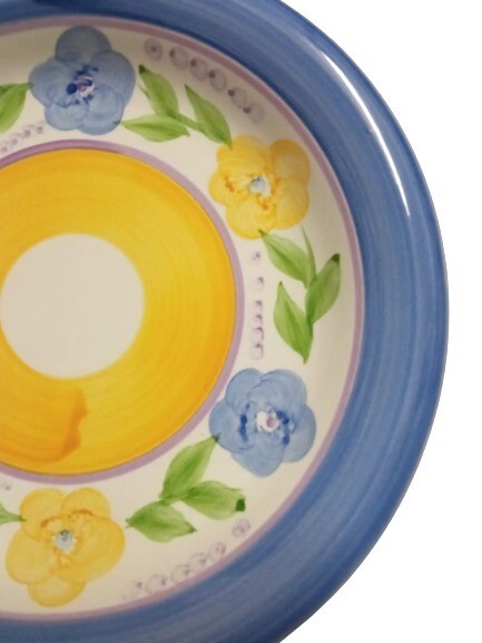 Gibson Designs BELLA Salad Plate 7 5/8"D  Blue & Yellow Flowers Dessert Dish