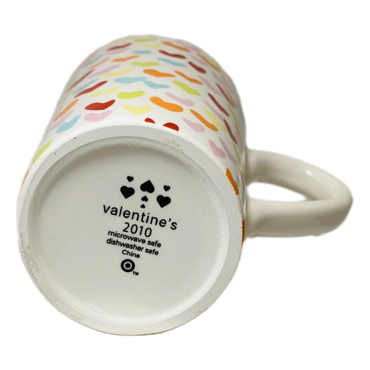 Target Tall Latte Mug Multicolor 16 Oz Hearts Red 3D Rim Valentine’s 2010