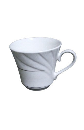 Gibson GOLDEN EMBRACE Cup & Saucer 8 oz Gold Ring Embossed Curves On Rim White