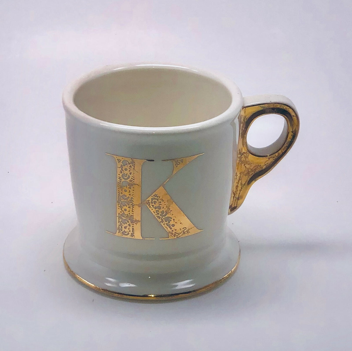 Anthropologie Initial Coffee Mug Limited Edition White Gold Monogram Letter Cup