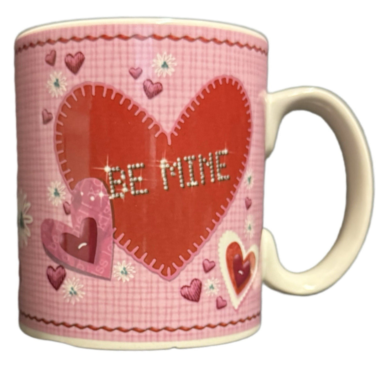 Eileen Toohey BE MINE Mug Lindy Bowman Pink Red Hearts Love Ceramic Coffee Cup