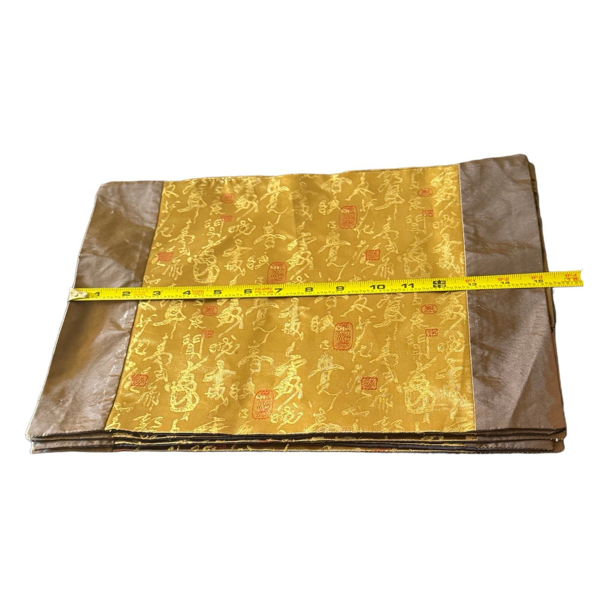 5 Elegant Asian-Inspired Brocade Placemats Gold Red Brown Silk Feel Fabric