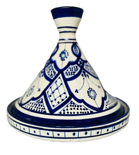 Moroccan Tagine Dome Lid Blue Handcrafted HandPainted Terracotta 9 5/8”D Tajine
