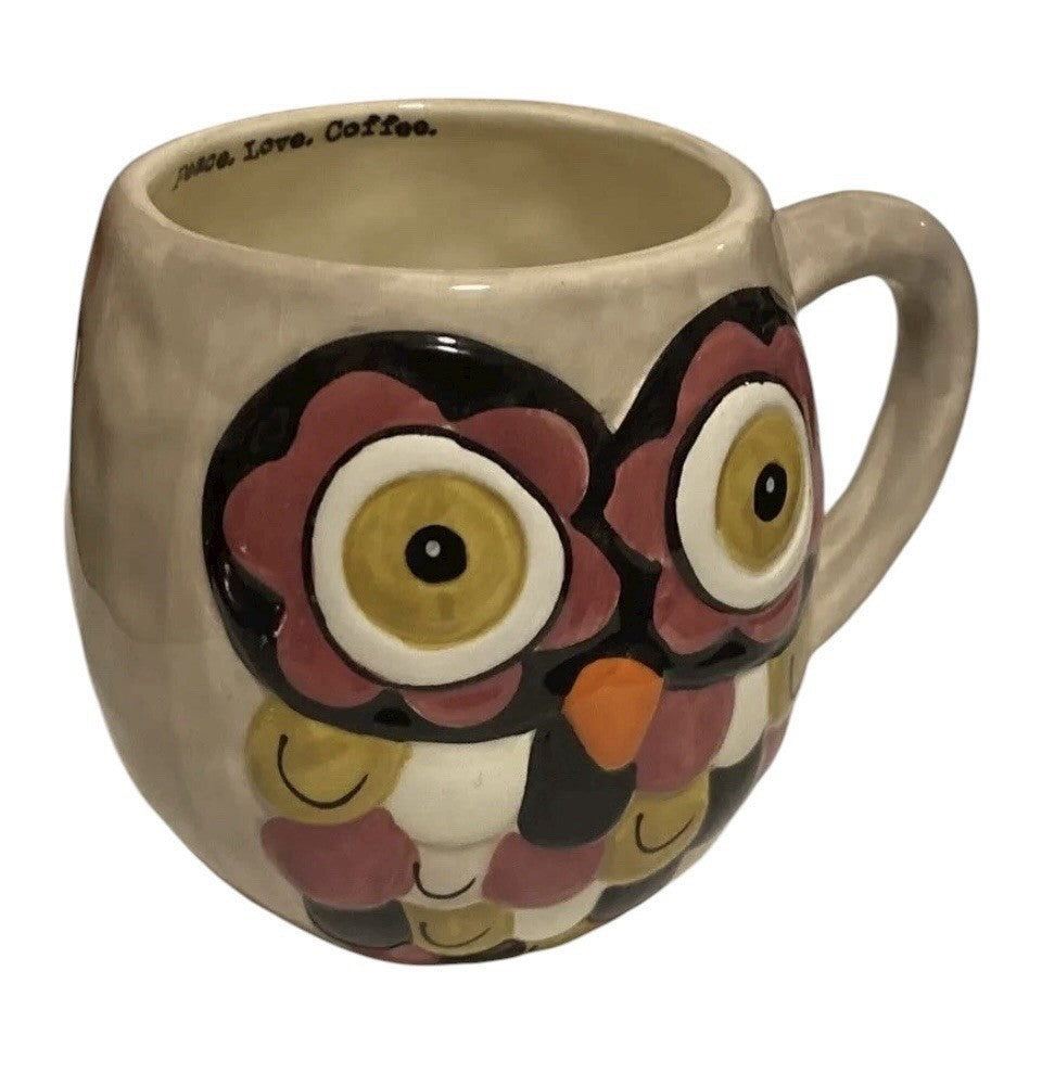 Natural Life Owl Mug • Peace Love Coffee • Colorful Ceramic Cup