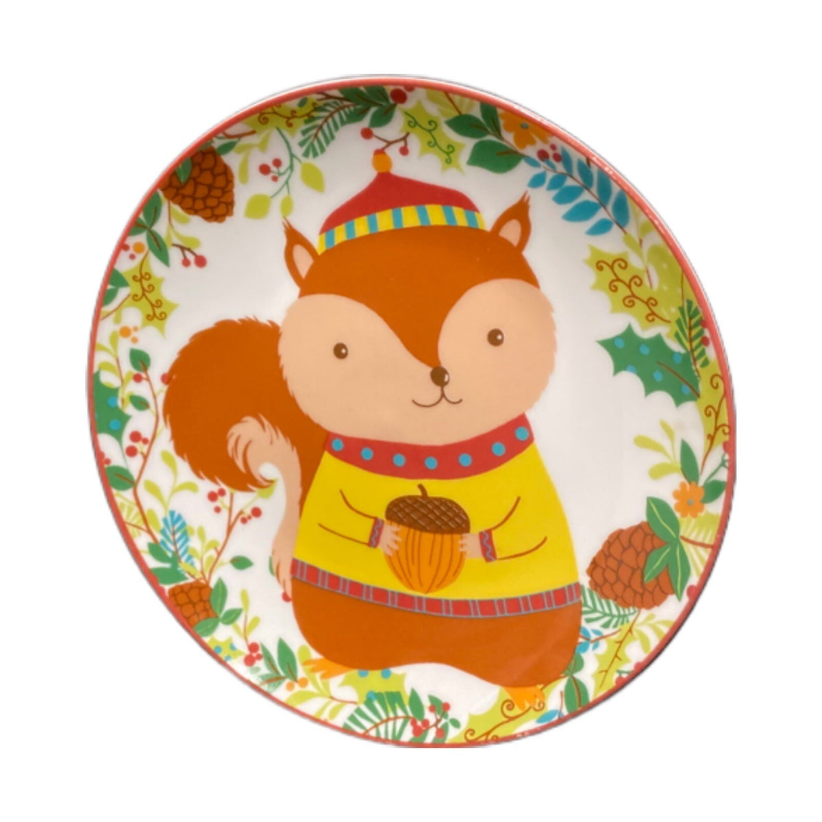 222 Fifth CHRISTMAS FRIENDS Appetizer/Dessert Plate Owl Ceramic Dish  6 3/8" D