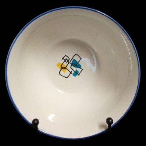 Gibson Housewares 3 Soup/Cereal Bowls 6"D Geometric Abstract Modern Design
