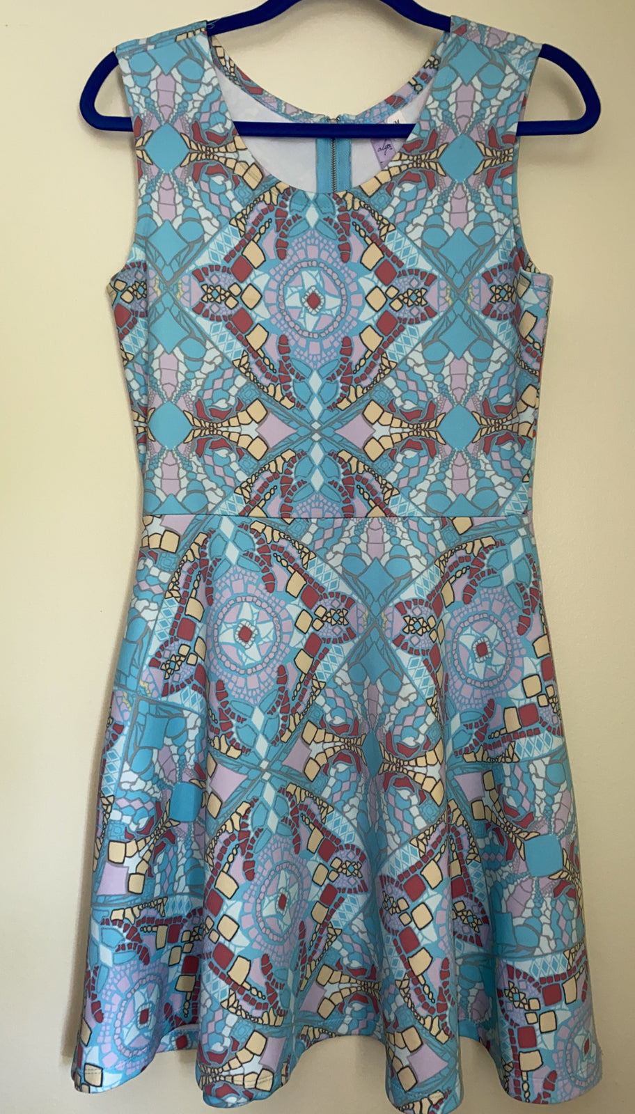 Alya Skater Short Dress Women Sleeveless Teal Blue Flare M