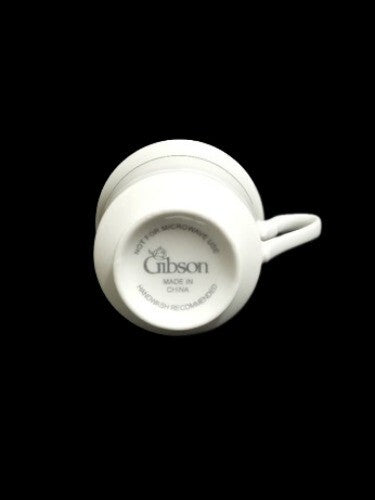 Gibson Designs Anniversary Platinum Cup & Saucer Set of 4 8 oz White China