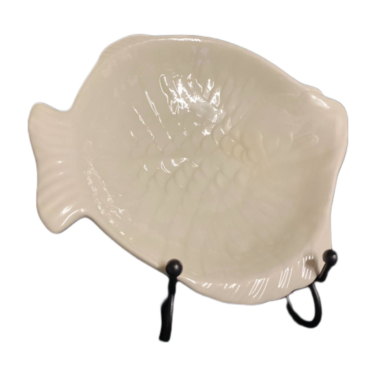 Holland Mold Fish Plates Set of 4 Appetizer Condiment Dish Cream Ceramic 7 1/2"L