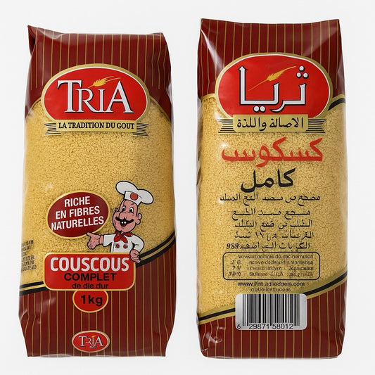 COUSCOUS TRIA 2-Whole Wheat Fine Complet Moroccan Vegan Vegetarian No MSG