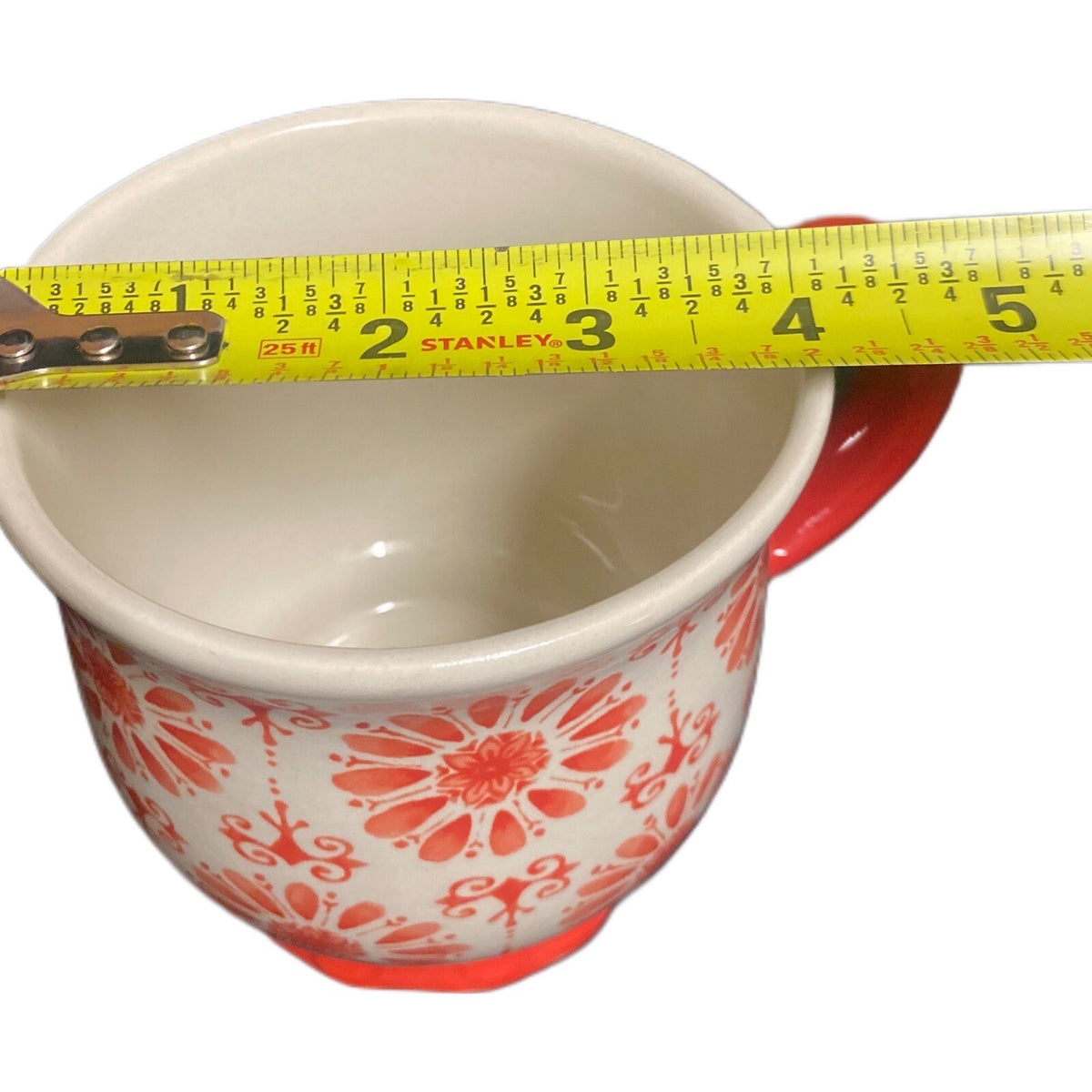 Pioneer Woman FLORAL BURST 1-Footed Cup Stoneware Coffee Mug Orange Flower 19 oz
