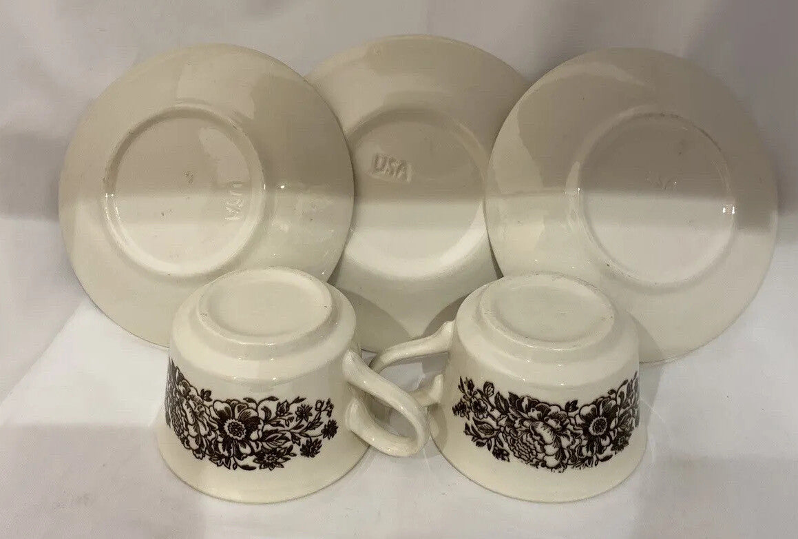 Vintage AUTUMN MIST Royal China Americana 1-Bread 4-Cups 2 Saucers Daisies USA