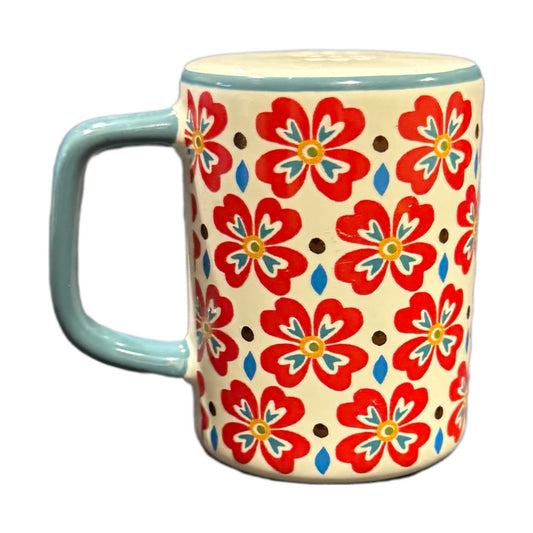 Pioneer Woman Salt Shaker Flea Market Collection Red Floral Ceramic Decor