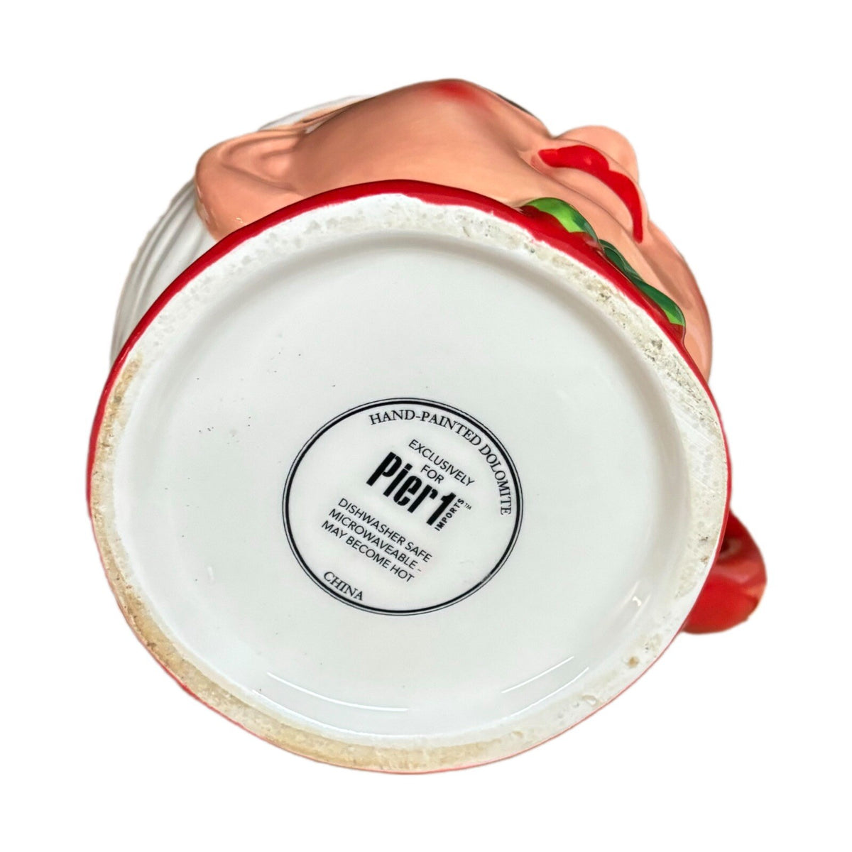 Pier 1 Imports 2- Mugs Santa & Mrs Claus Coffee Cups Hand Painted Dolomite 18oz