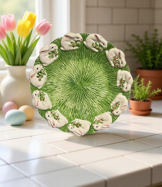 Annalee 1996 Ana Abutine Vintage Easter Bunny Plate 10 1/8" Rabbits