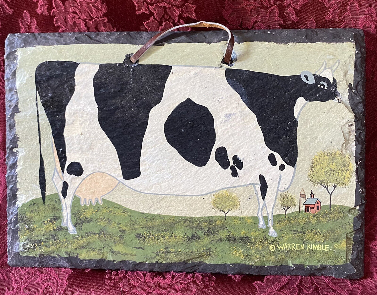 Karen Wimble Slate Farmhouse Cow Hanging Patio Porch Terrace Garden 12”W Signed