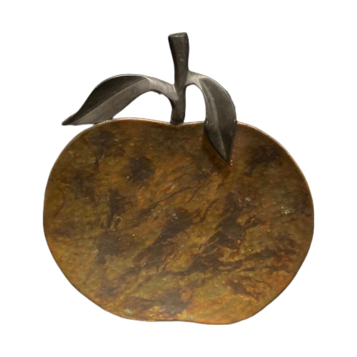 Hammered Tray Apple Shaped Metal Brown Decorative Home Decor India 14” L X 12” W