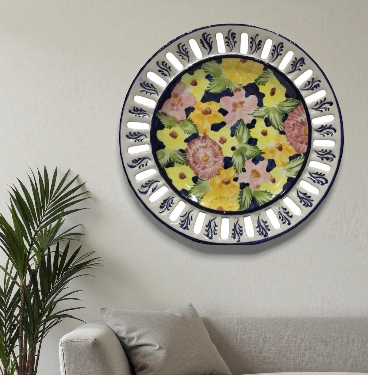 Vintage Jay Wilfred Andrea Sadek Portugal Lattice Hand Painted Floral Plate