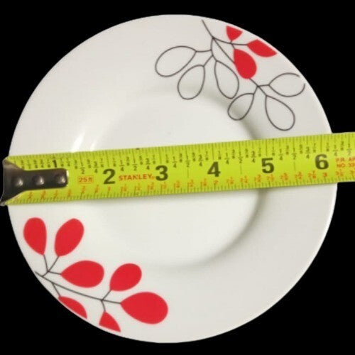 Gibson SCARLET LEAVES 3-Saucers Plate 6 ¼” Floral Ceramic