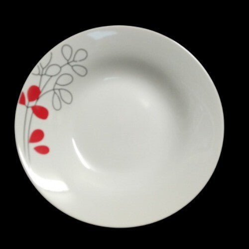 Gibson Designs SCARLET LEAVES 4-Rim Soup Bowls 8" D Floral Ceramic Cereal Plate