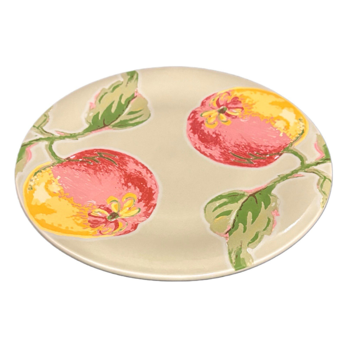 APRIL CORNELL 4 Salad Plates by Silvestri Peaches Ceramic Dessert Luncheon Dish