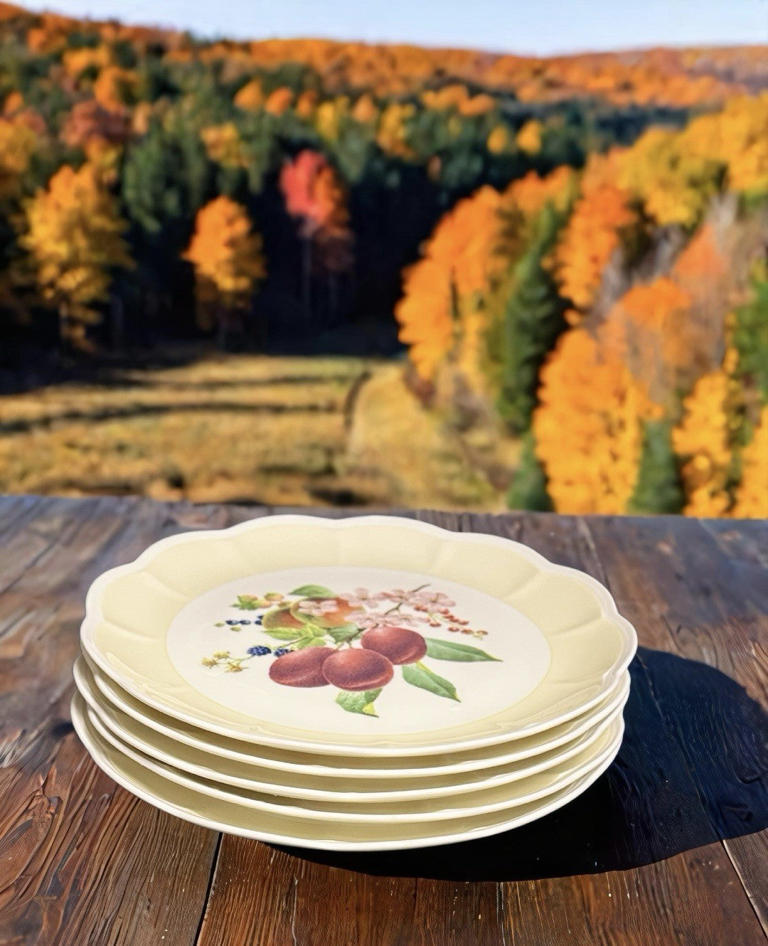 Lenox Plum Blossom Plates Set of 5 – Catherine McClung Orchard in Bloom 11” D