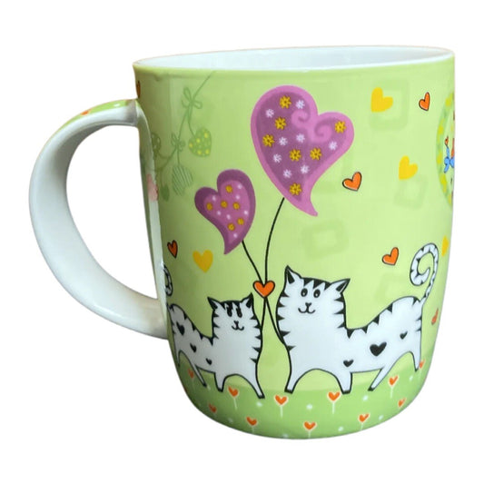 CAT LOVERS  Coffee Cup Hearts BIRDS IN LOVE Tea Cup Efay Art Living Collection