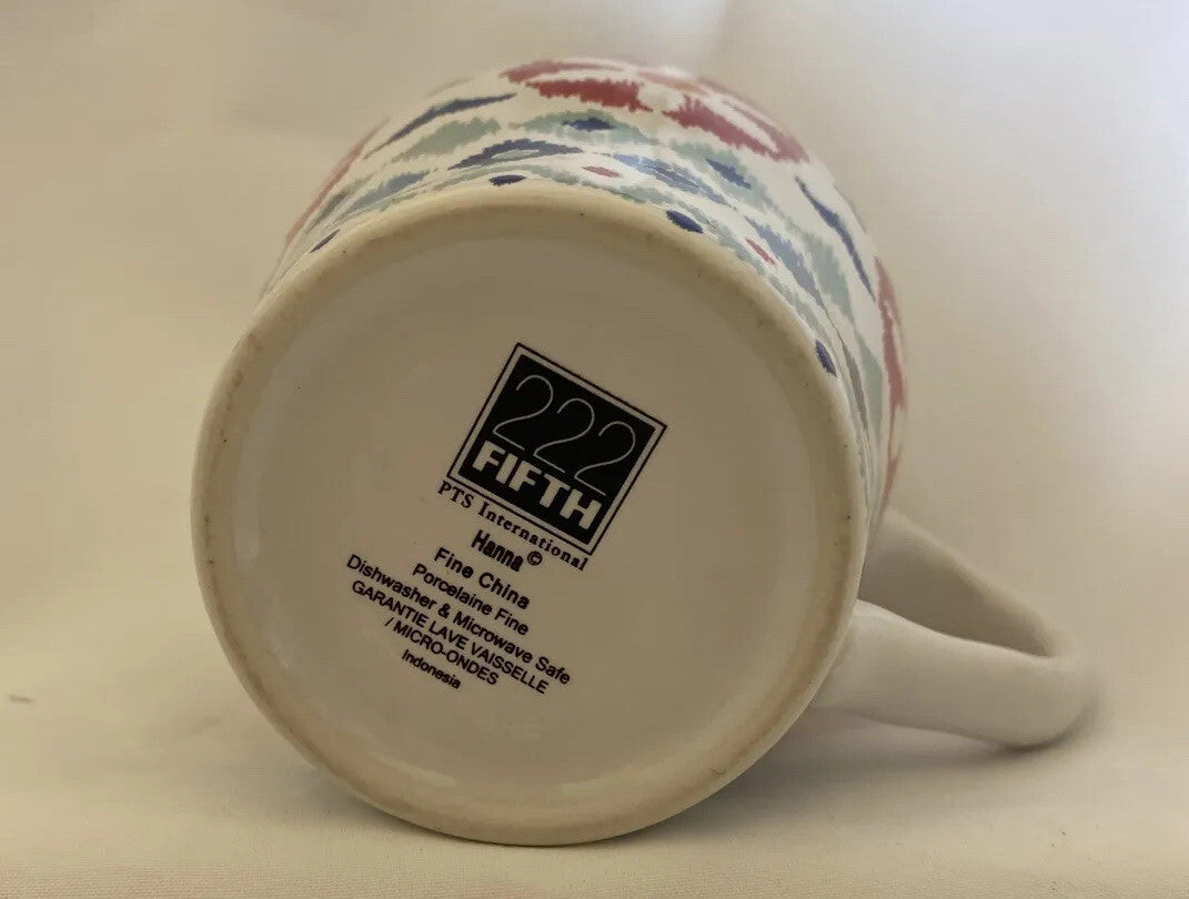 222 Fifth Mug HANNA PTS Int'l Fine China Porcelain Coffee White Tea Cup 12 oz