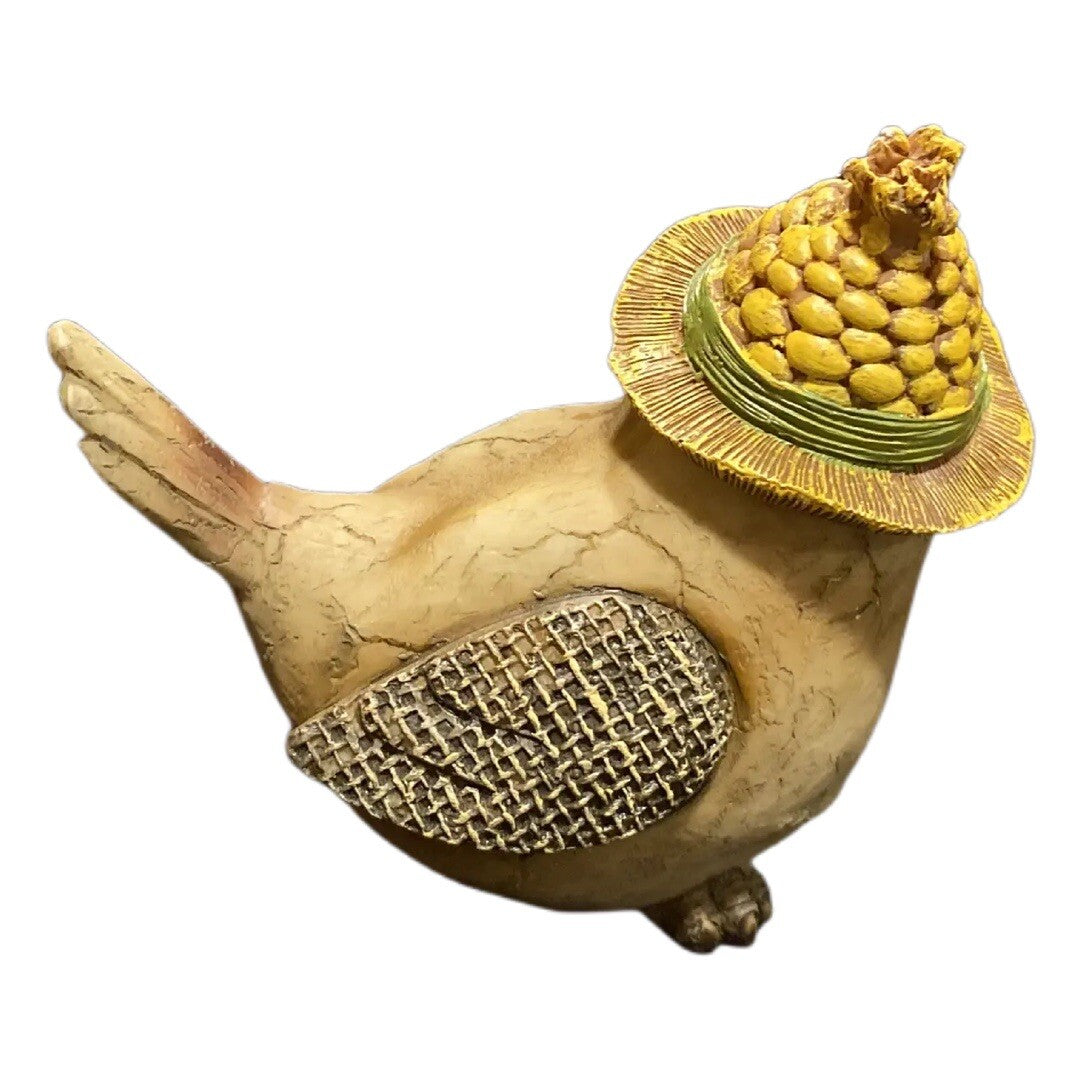 RARE Bird  With Hat Farmhouse Figurine Birdie Embossed Flower on Wing