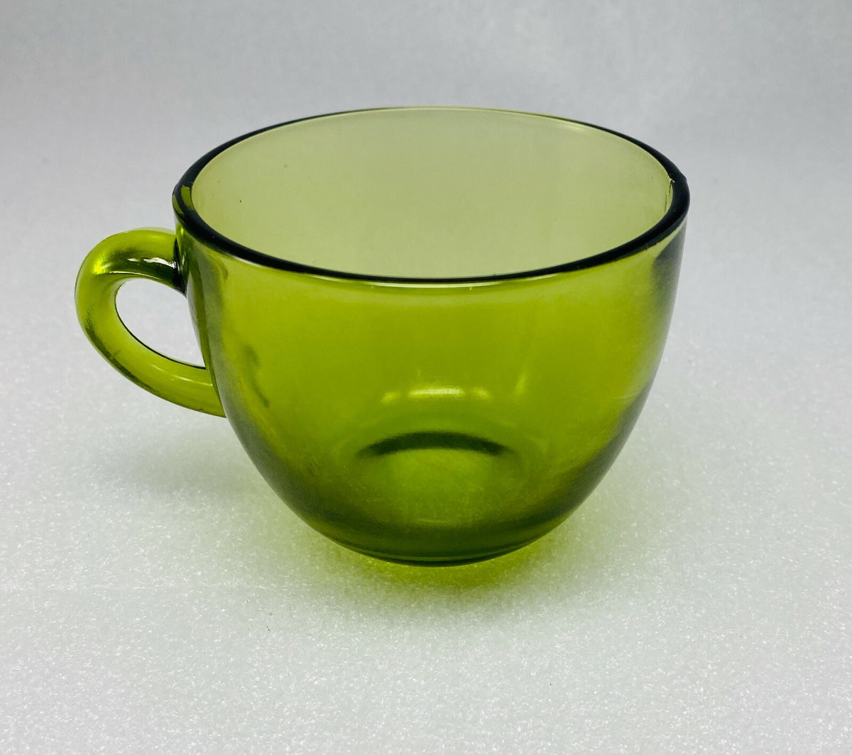 Vintage Indiana Glass Sunburst Mid Century Olive Green One Cup & Plate Set