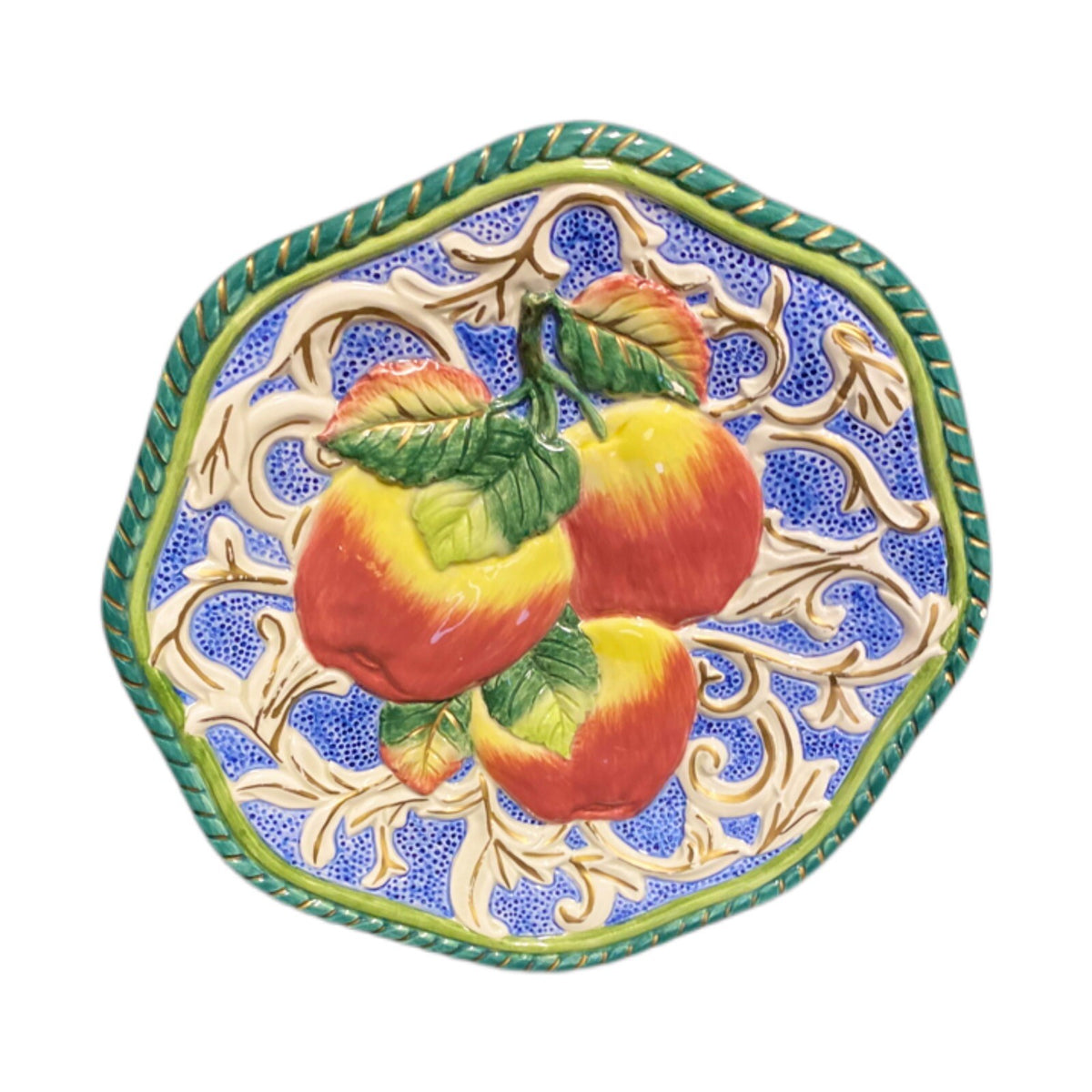 Fitz & Floyd Florentine Apple 3D Relief Canape Accent Plate Italy Style