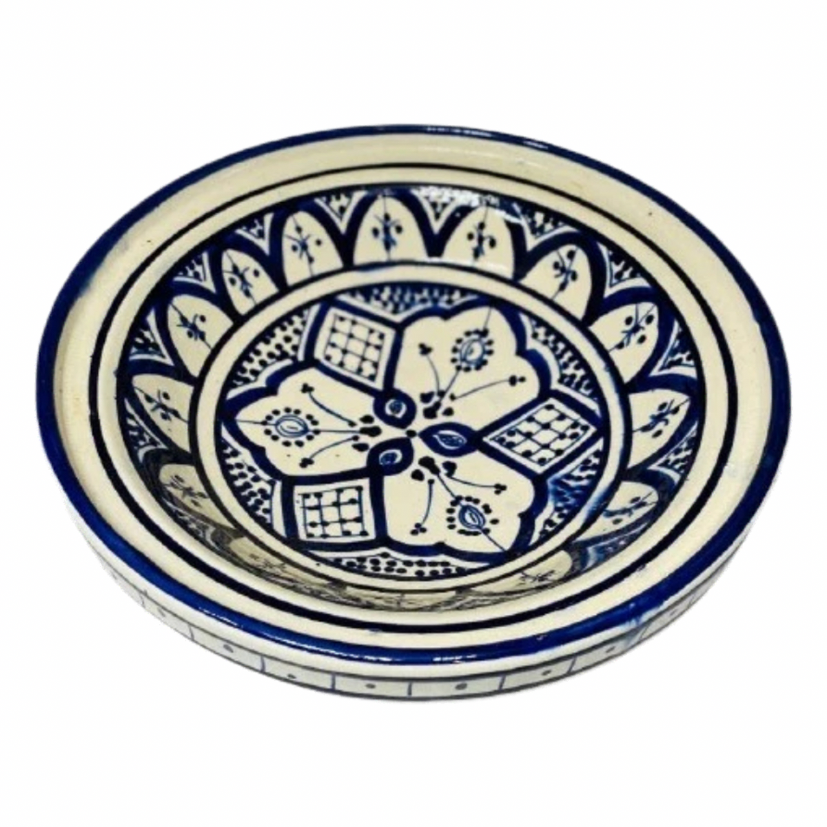 Handmade Moroccan Bhar Blue Pasta Bowl 9⅝” Tagine Style Terracotta No Lid
