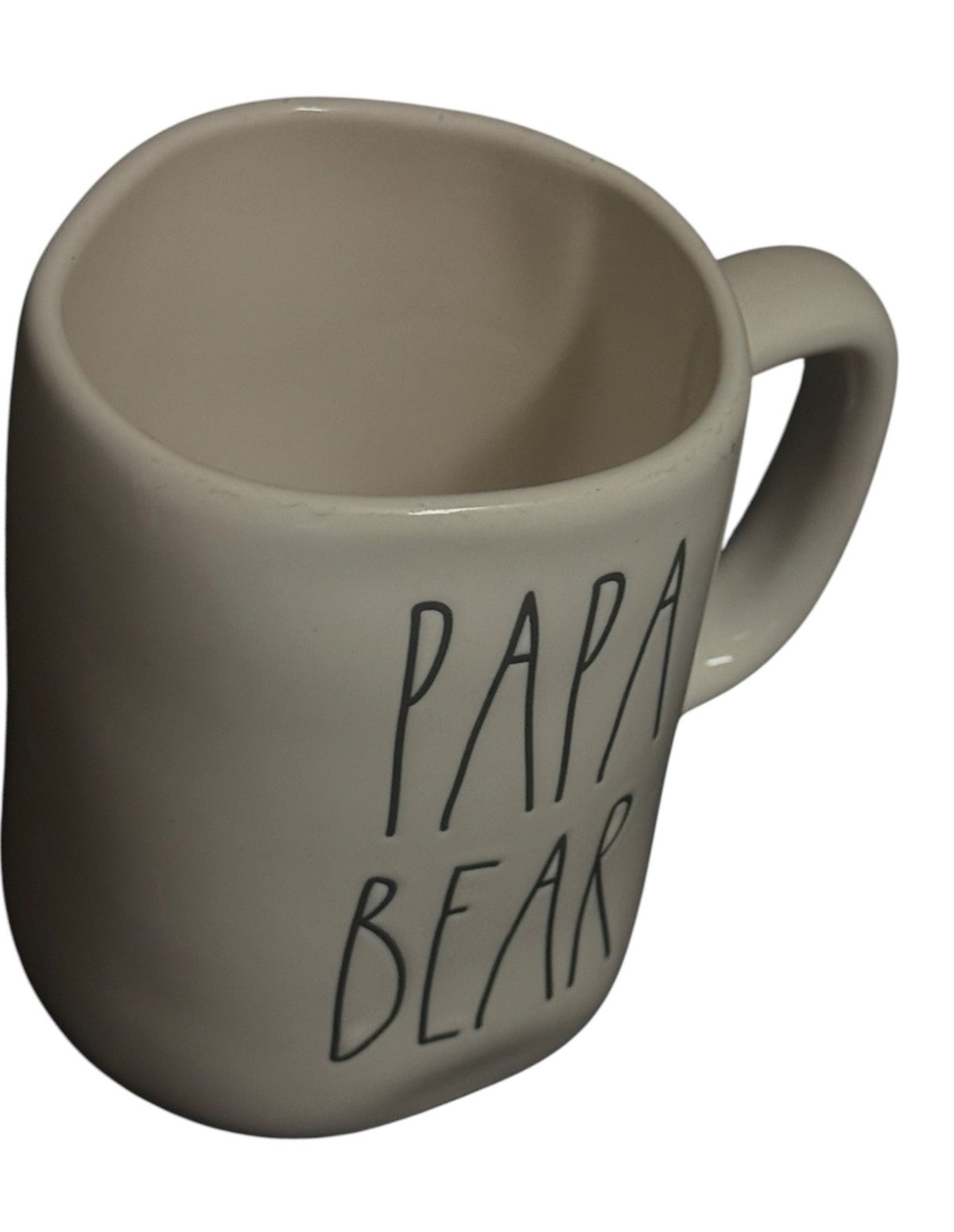 Rae Dunn PAPA BEAR Ceramic Coffee Mug White Black Lettering Father’s Day 16 oz