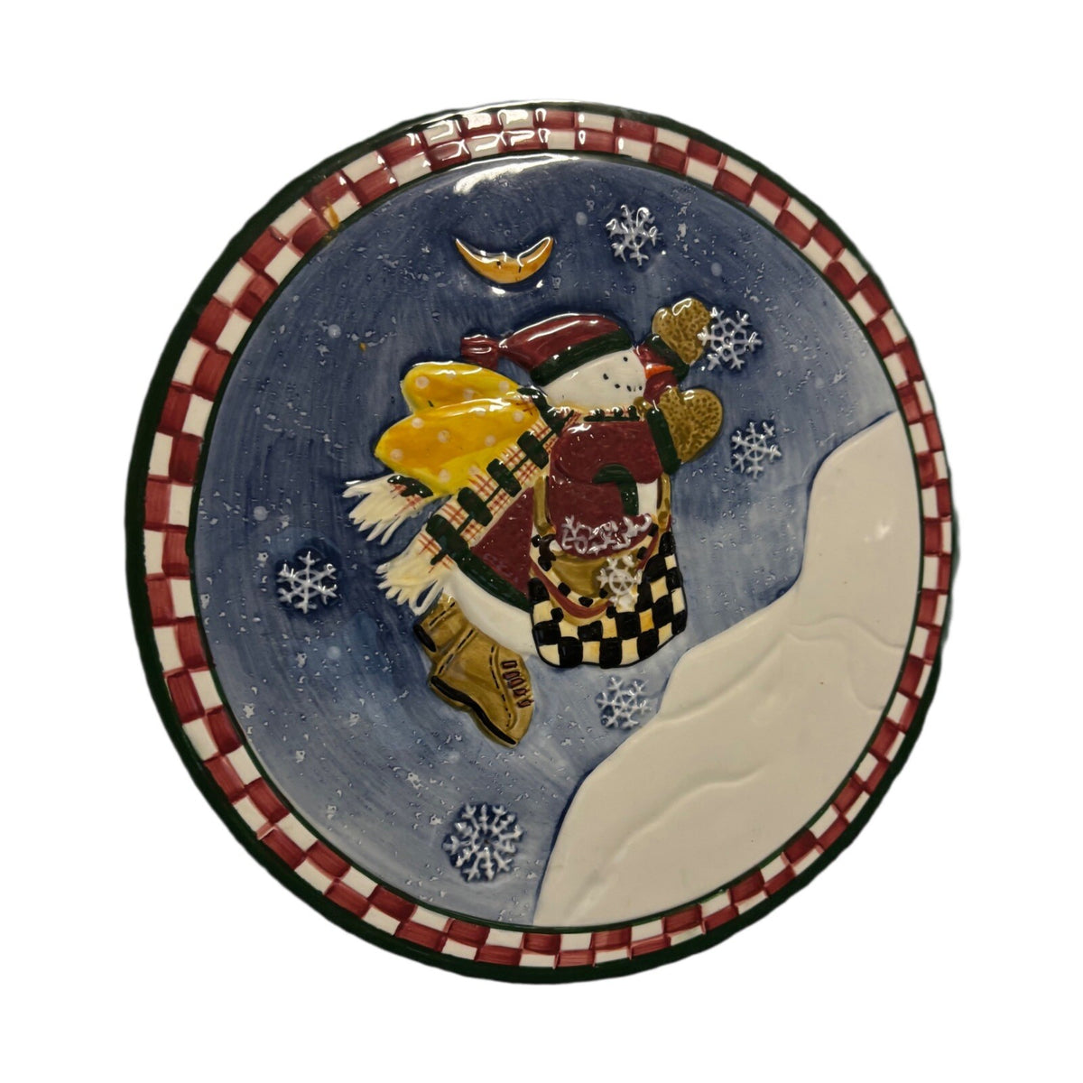 Sakura DEBBIE MUMM Trivet Christmas Snowman Angel Village Hand Painted Ceramic