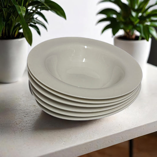 Pier 1 Imports 6-Rim Soup Bowls NEW ESSENTIALS CLASSIC White Ceramic Pasta Salad
