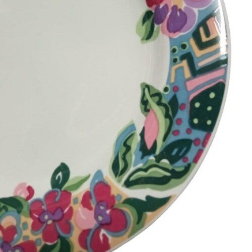 Vintage Gibson Designs PACIFIC 3-Dinner Plates Ceramic Pink Purple Flower