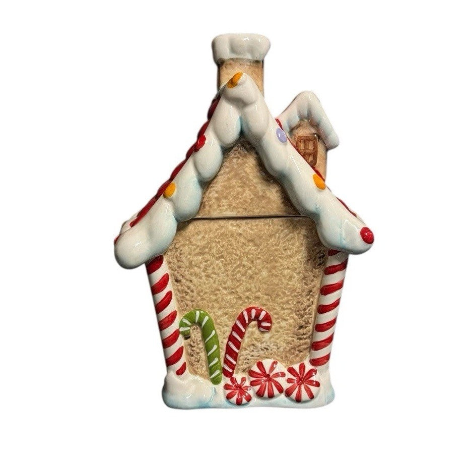Sleigh Bell Bistro Gingerbread House Ceramic Cookie Jar Christmas Decor