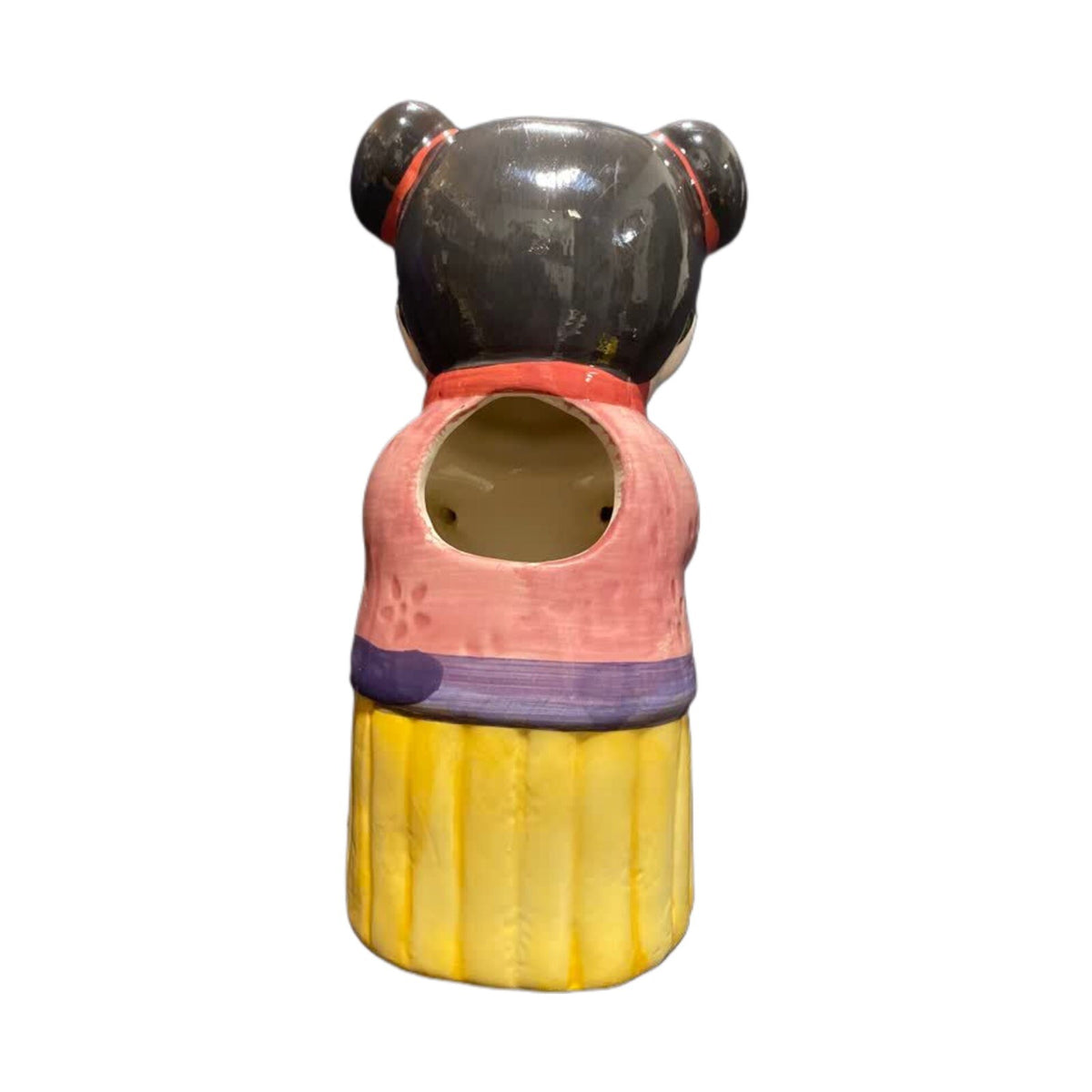 Tiki Figural Ceramic Statue Traditional Chinese Girl Holder Planter Vase Incence