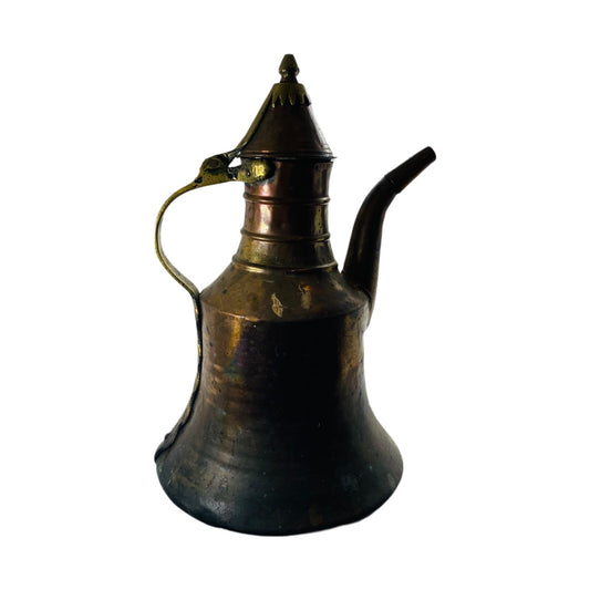 Vintage Hammered Copper Turkish Dallah Coffee Pot — Middle Eastern Arabic Style