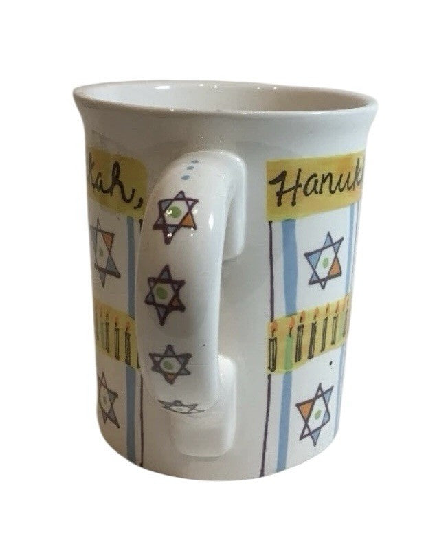 At Home Oh Hanukkah Large Mugs Set of 2 4 3/4” Star of David Ceramic Cups