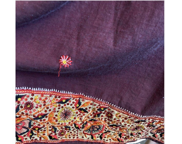 Women Embroidered Dress Kurti Indian Embellished Mirrors Tunic Top Purple Kurta