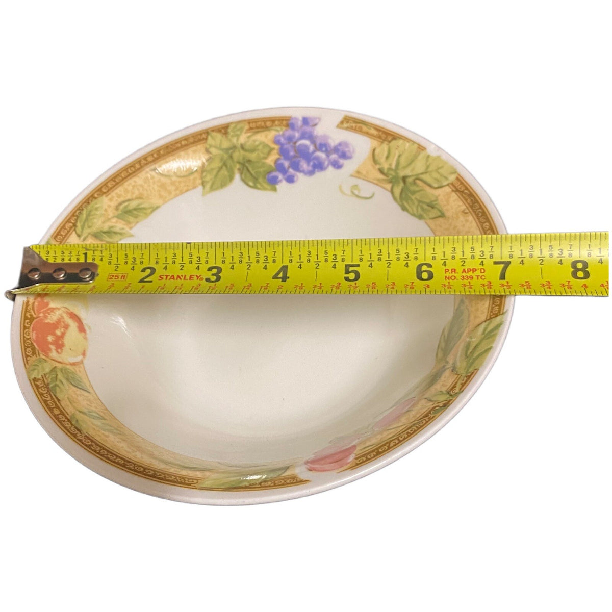 Gibson Designs FRUIT GROVE Coupe Soup Cereal Bowl Cherries Grapes 7 1/8” D White
